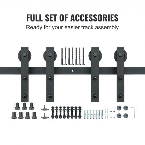8FT Sliding Barn Door Hardware Kit, 330LBS Heavy Duty Barn Door Track Kit for Double Doors, Fits 3.7-4.3FT Total Wide and 1.3"-1.8" Thick 2-Door Panel, with Smooth and Quiet Pulley (J-Shape) | EU