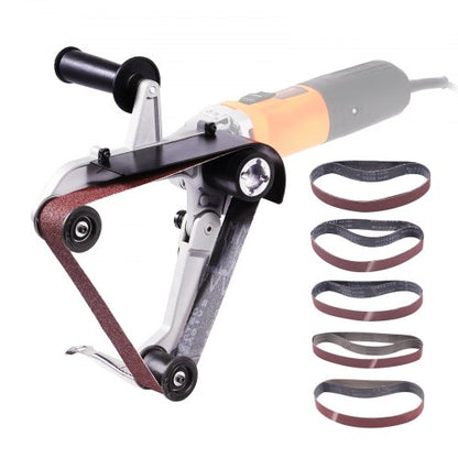 Belt Sander Adapter for Angle Grinder, Pipe or Tube Sanding Attachment with 5/8-11" Imperial Thread and 10PCS Sanding Belts, Belt Sander Attachment Pipe Polishing Adapter for Rust Removal