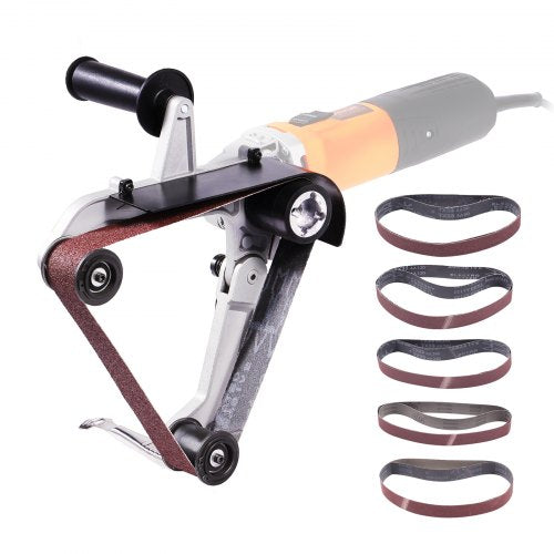 Belt Sander Adapter for Angle Grinder, Pipe or Tube Sanding Attachment with 5/8-11" Imperial Thread and 10PCS Sanding Belts, Belt Sander Attachment Pipe Polishing Adapter for Rust Removal