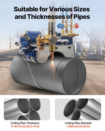 Electromagnetic Gas Pipe Cutting Machine, 2"-30"/Min Automatic Pipe Beveler for 0.2"-4" Thick Tube, Features 3 Tips & Adjustable Angles, Torch Burner Beveler, Magnetic Gas Machine 110V CG2-11C