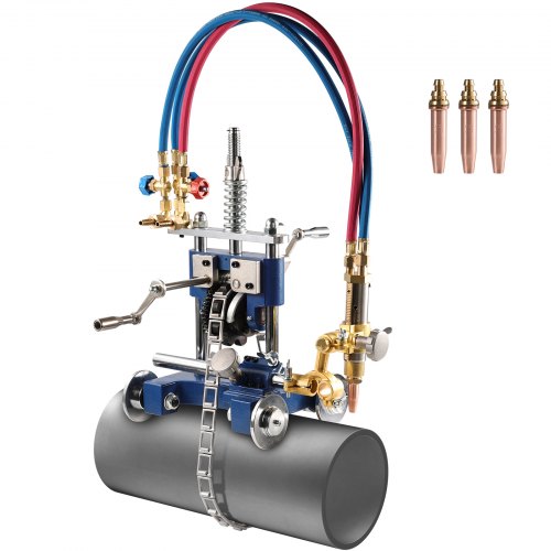 CG2-11Y Manual Pipe Cutting Machine, 0.2"-2" Thick Pipe Beveling Machine with 82-in Chain, 0°-45° Adjusted Angle Gas Cutting Machine with 3 Tips, Portable Torch Beveling Gas Cutter
