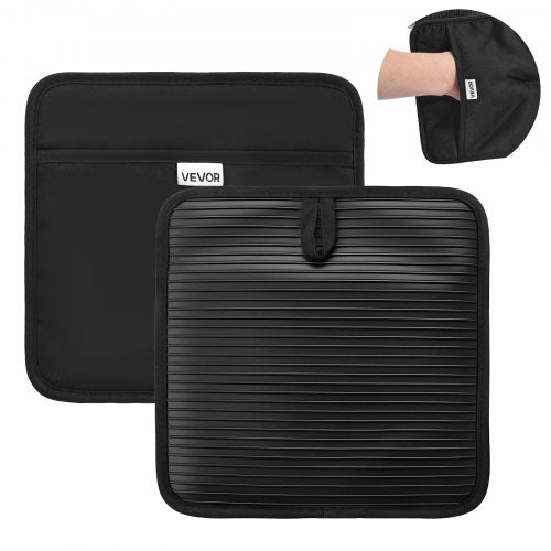 Pot Holders, Heat Resistant to 500°F with Ribbed Soft Anti-Slip Silicone Strips, 100% Cotton 9.06 x 8.98 inch Hot Pads with 2 No-Marks Hooks, Washable Pot Trivets for Kitchen & Barbeque, 2 Pack