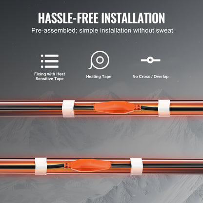 Pipe heating cable 2m 23W/m heating tape for pipes with built-in thermostat