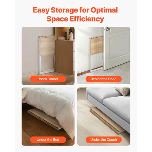 Hopfällbart skrivbord, 80 cm litet hopfällbart bord för kompakta utrymmen, platsbesparande datorbord, robust spånskiva med förvaringskrokar, skrivstation för hemmakontor, enkel montering, ek |  EU