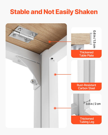 Folding Desk, 31.5" Foldable Table for Small Spaces with Storage Hooks, Space Saving Computer Table, Writing Workstation for Home Office, Easy Assembly, Oak