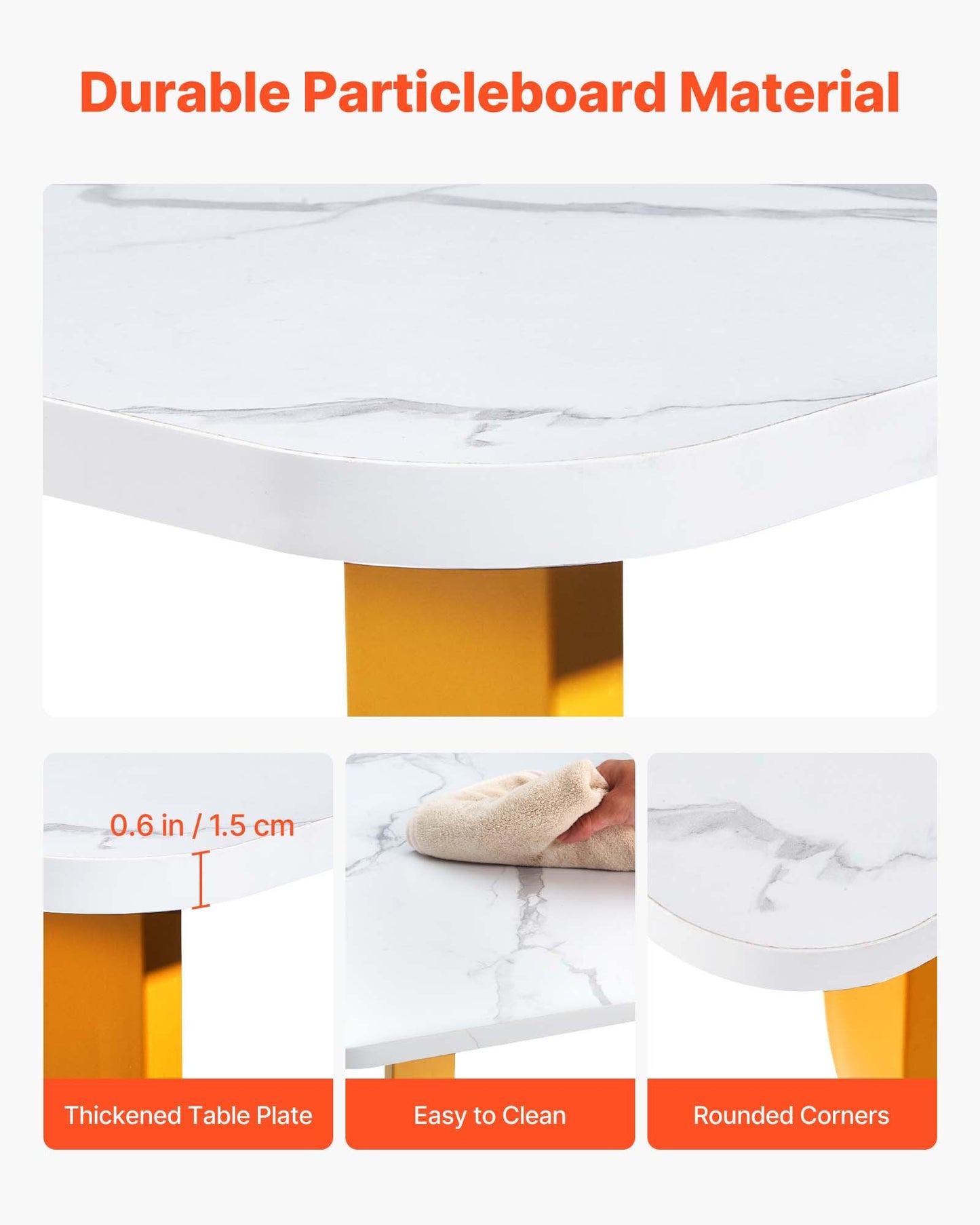 Executive Desk, 63" W x 31.5" D Large Office Desk, Modern Computer Table Conference Meeting Room Table, Business Furniture Enlarged Desktop for Home Office, White and Gold