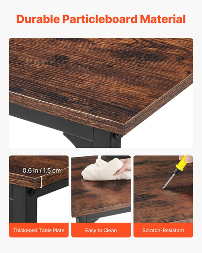 Computer Desk, 63 Inch Office Gaming Desk for Home Office, Writing Study Work Modern Simple Table with Metal Frame for Large Legroom, Rustic Brown and Black