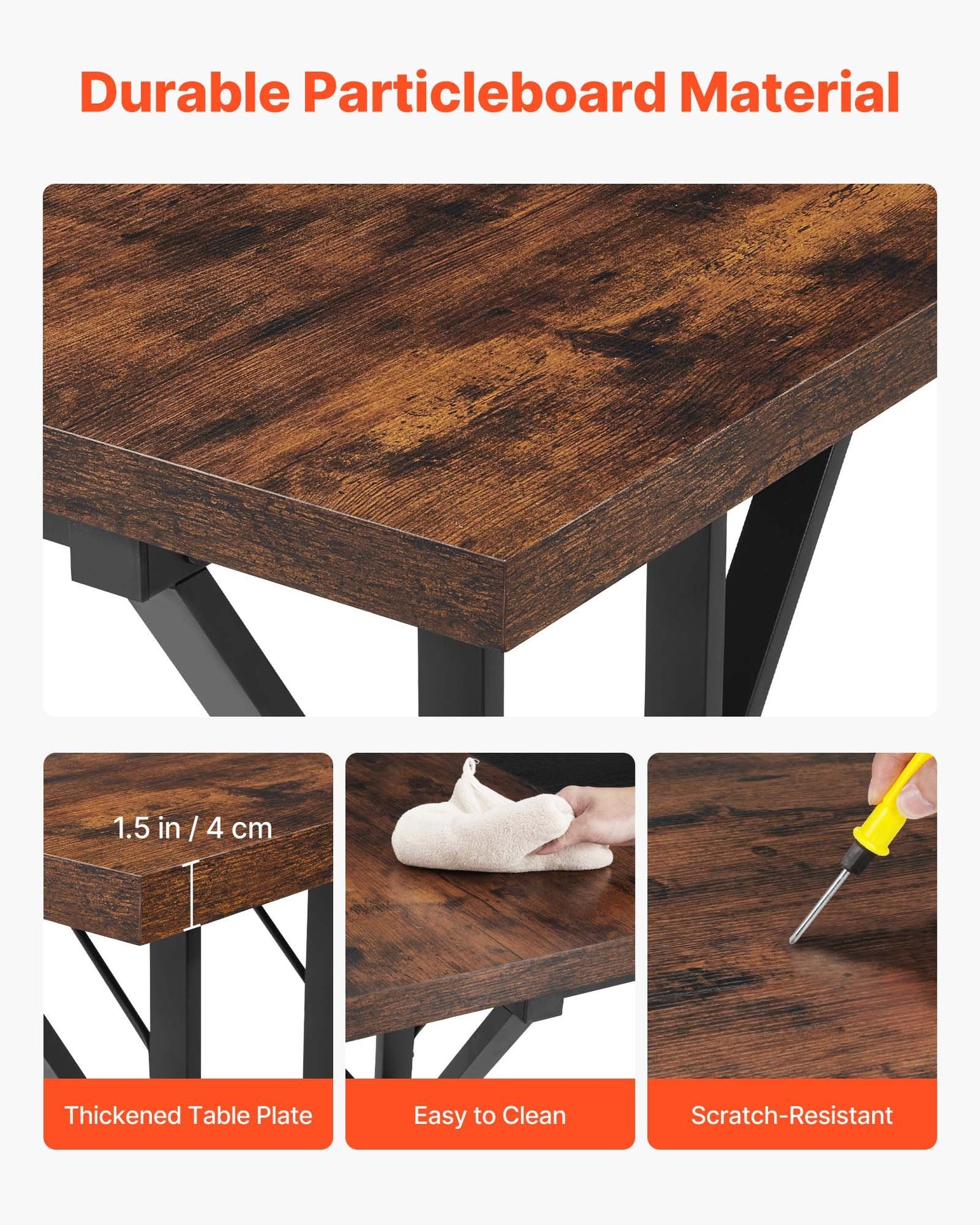 Executive Desk 70.9 x 31.5 inch, Large Computer Desk PC Workstation for Home Office, Modern Simple Wood Laptop Study Writing Table Metal Frame Business Furniture, Rustic Brown and Black