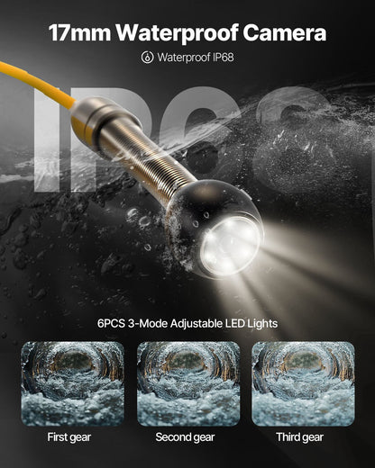 Sewer Camera, 66ft/20M 4.3" Pipe Drain Inspection Camera with DVR Function & Snake Cable, Waterproof IP68 Borescope w/LED Lights, Industrial Endoscope for Home Wall Duct Drain Pipe Plumbing