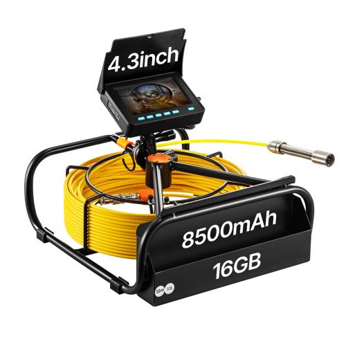 Sewer Camera 30M Cable Pipeline Inspection Camera 11cm TFT LCD Monitor Pipe Camera Screen Waterproof IP68 Duct Inspection Camera with 6PCS LEDs 8500MAH Lithium Battery, DVR Function, 30M