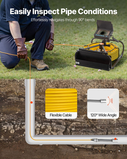 Sewer Camera, 164FT 4.3" Screen, Pipeline Inspection Camera with DVR Function & Snake Cable, Waterproof IP68 Borescope with LED Lights, Industrial Endoscope for Home Wall Duct Drain Pipe Plumbin