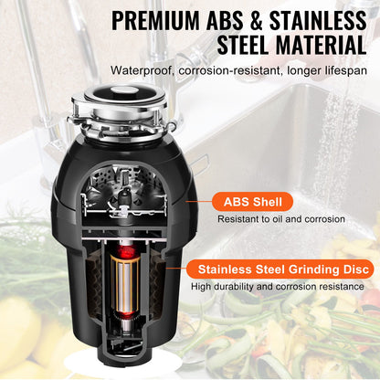 Garbage Disposal 1.25 HP Continuous Food Waste Disposal 4060RPM EZ Connect