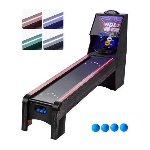 9' Roll and Score Classic Arcade Game Table, Skee Ball Arcade, with LED Electronic Scorer & Track Lighting, Sound, Automatic Ball Return, Adults Kids Home Recreation Game Room, 4 Balls Included