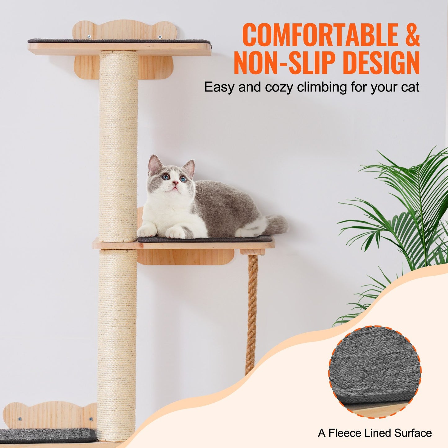 4 Tiers Tall Cat Tree, Cat Wall Furniture Set with 4 Jumping Boards, Wall-Mounted Cat Floating Shelf up to 40 lbs, 12 mm Pine Wood Cat Perch for Sleeping, Playing, and Climbing