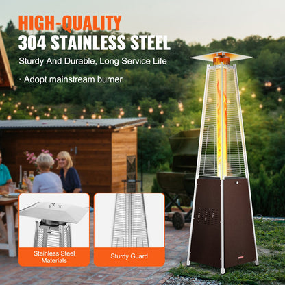 Propane Patio Heater 48000BTU Pyramid w/Wheels for Outdoor Patio Bronze