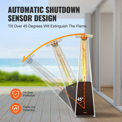 Propane Patio Heater 48000BTU Pyramid w/Wheels for Outdoor Patio Bronze