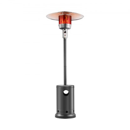 Patio Heater for Outdoor Use, 50000BTU Propane Heater Tall Hammered With Round Table Design, Metal Burner and Wheels, Outdoor Patio Flame Heater for Patio, Party, Backyard, Garden, Silver Gray