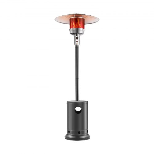 Patio Heater for Outdoor Use, 50000BTU Propane Heater Tall Hammered With Round Table Design, Metal Burner and Wheels, Outdoor Patio Flame Heater for Patio, Party, Backyard, Garden, Silver Gray