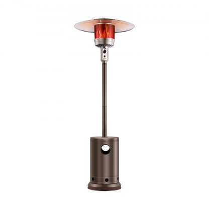 Patio Heater for Outdoor Use, 50000BTU Propane Heater Tall Hammered With Round Table Design, Metal Burner and Wheels, Fixed Outdoor Patio Flame Heater for Patio, Party, Backyard, Garden, Bronze