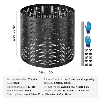 Kompostbehälter 832,8 L, Erweiterbarer Outdoor-Komposter, Einfacher Aufbau &amp; Große Kapazität Kompostbehälter, Schnelle Schaffung von Fruchtbarem Boden