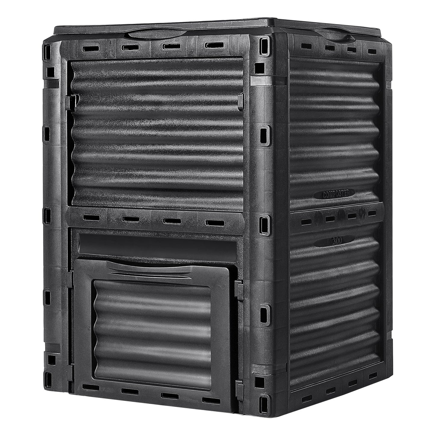 Gartenkompostbehälter 80 Gal, BPA-freier Komposter, Kompostbehälter für den Außenbereich mit großem Fassungsvermögen, mit Deckel oben und Tür unten, einfache Montage, geringes Gewicht, schnelle Schaffung von fruchtbarem Boden