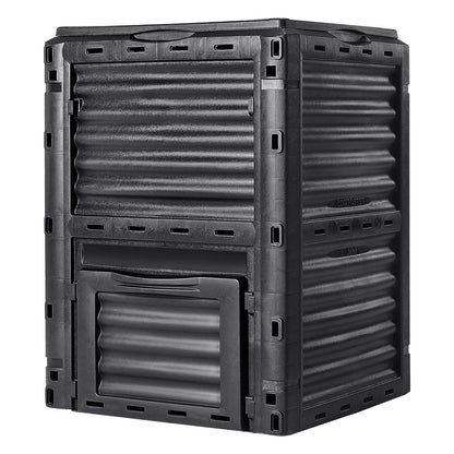 Gartenkompostbehälter 80 Gal, BPA-freier Komposter, Kompostbehälter für den Außenbereich mit großem Fassungsvermögen, mit Deckel oben und Tür unten, einfache Montage, geringes Gewicht, schnelle Schaffung von fruchtbarem Boden