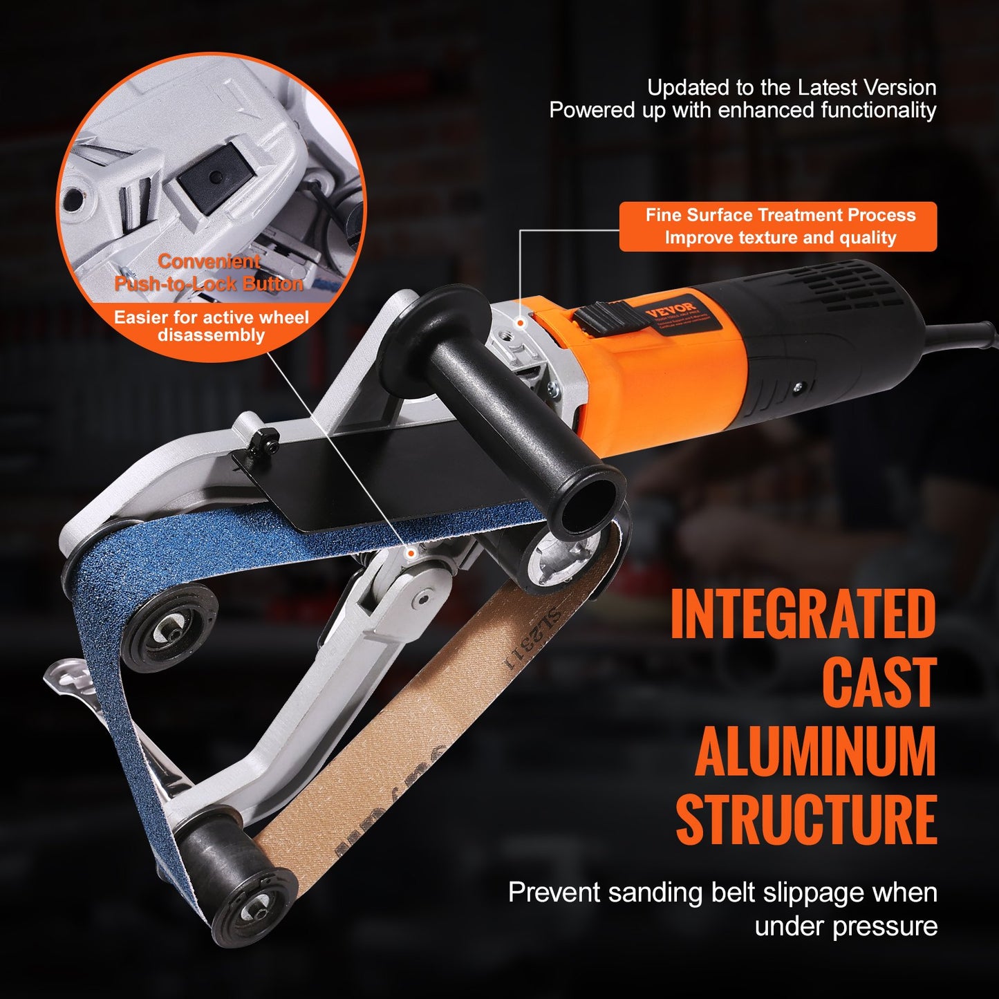 Pipe Tube Polisher Sander, 1000W Pipe Belt Sander with 6 Variable Speeds 1100-3200rpm, Professional Belt Sander Grinding Machine with 100PCS Sanding Belts for Burnishing Finishing Rust Removal