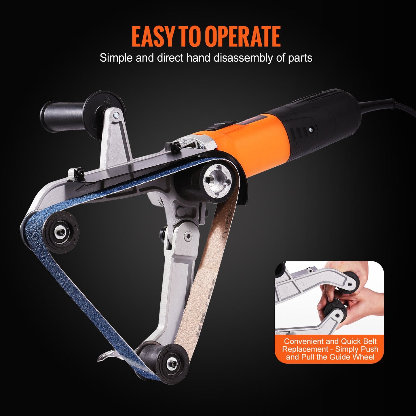 Pipe Tube Polisher Sander, 1000W Pipe Belt Sander with 6 Variable Speeds 1100-3200rpm, Professional Belt Sander Grinding Machine with 100PCS Sanding Belts for Burnishing Finishing Rust Removal