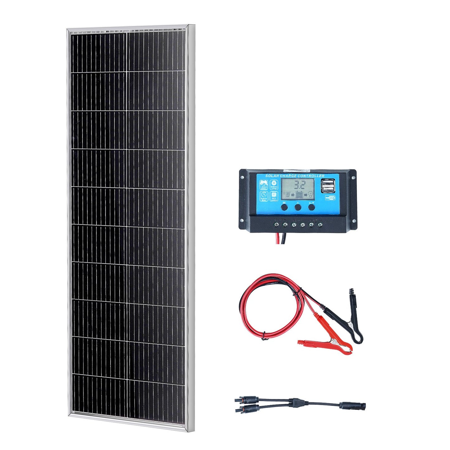 100 W monokristallines Solarpanel-Kit, 12 V Solarpanel und Laderegler