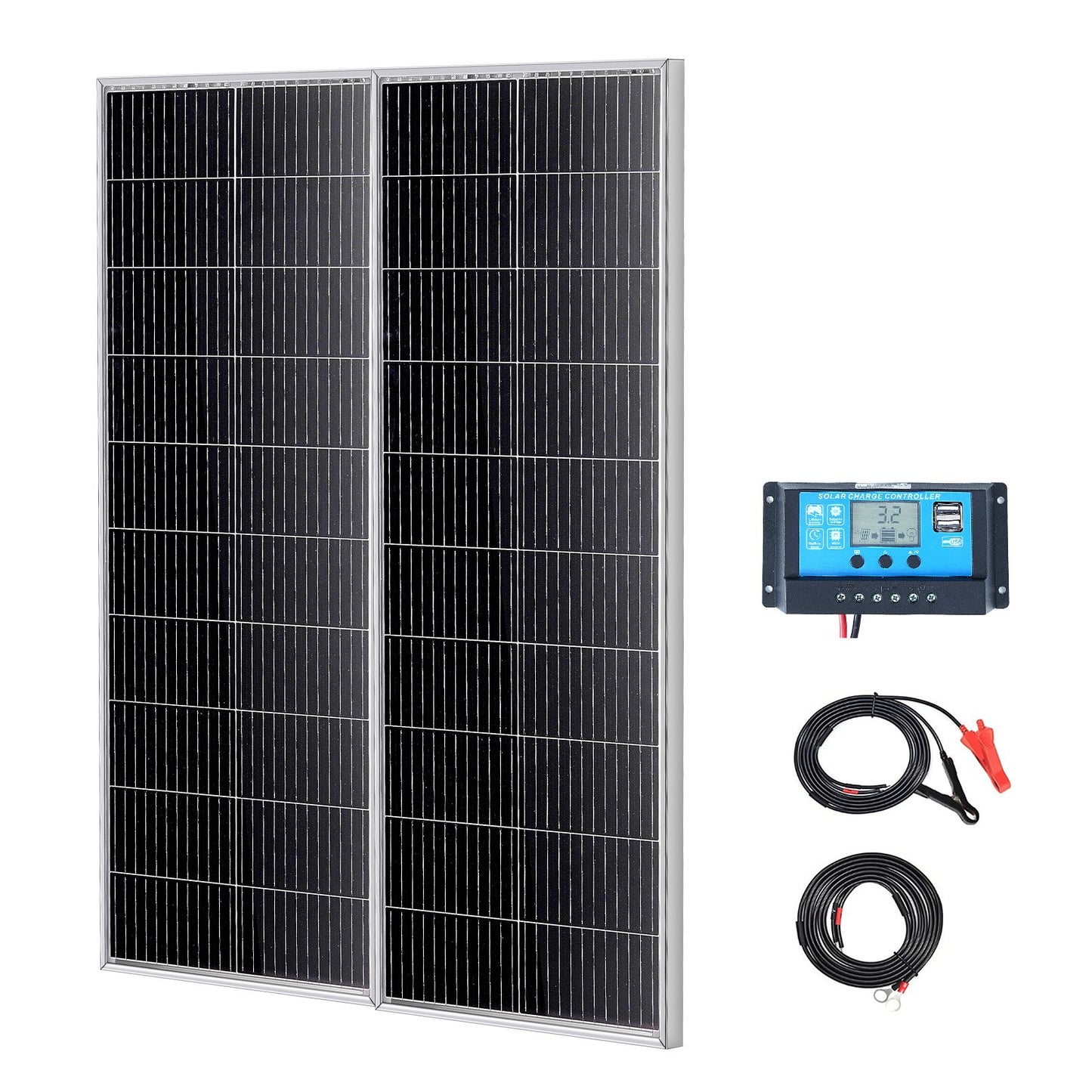 200 W monokristallines Solarmodul-Kit, 2 Solarmodule und Laderegler