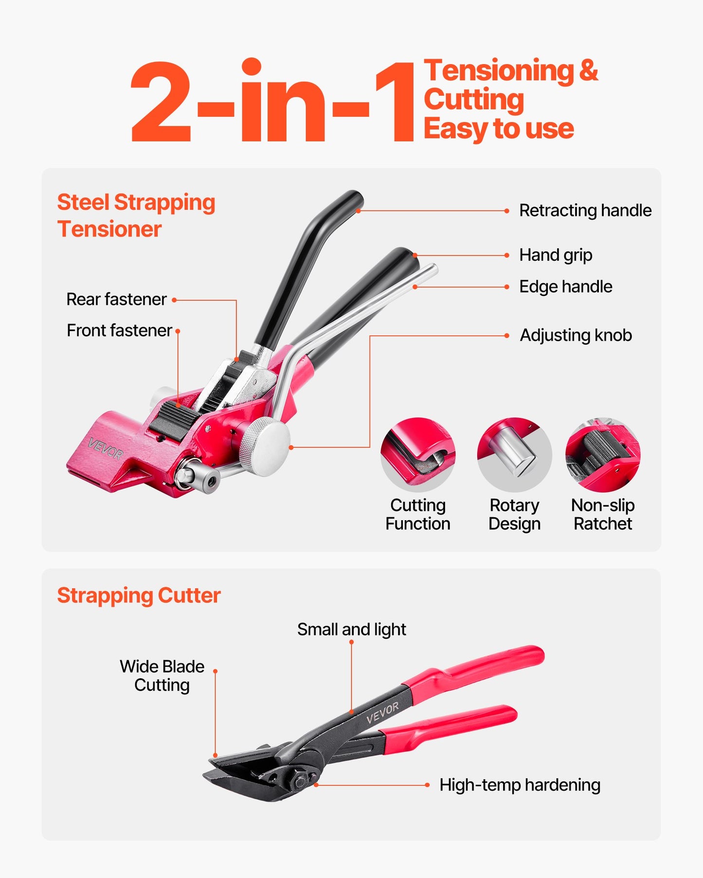 Steel Banding Strapping Kit, Heavy Duty Banding Sealer Tool with 400 ft Binding Straps, 400 Metal Clasps, Manual Pallet Packaging Strapping Kit for Warehouse, Transportation, Industrial Bundling