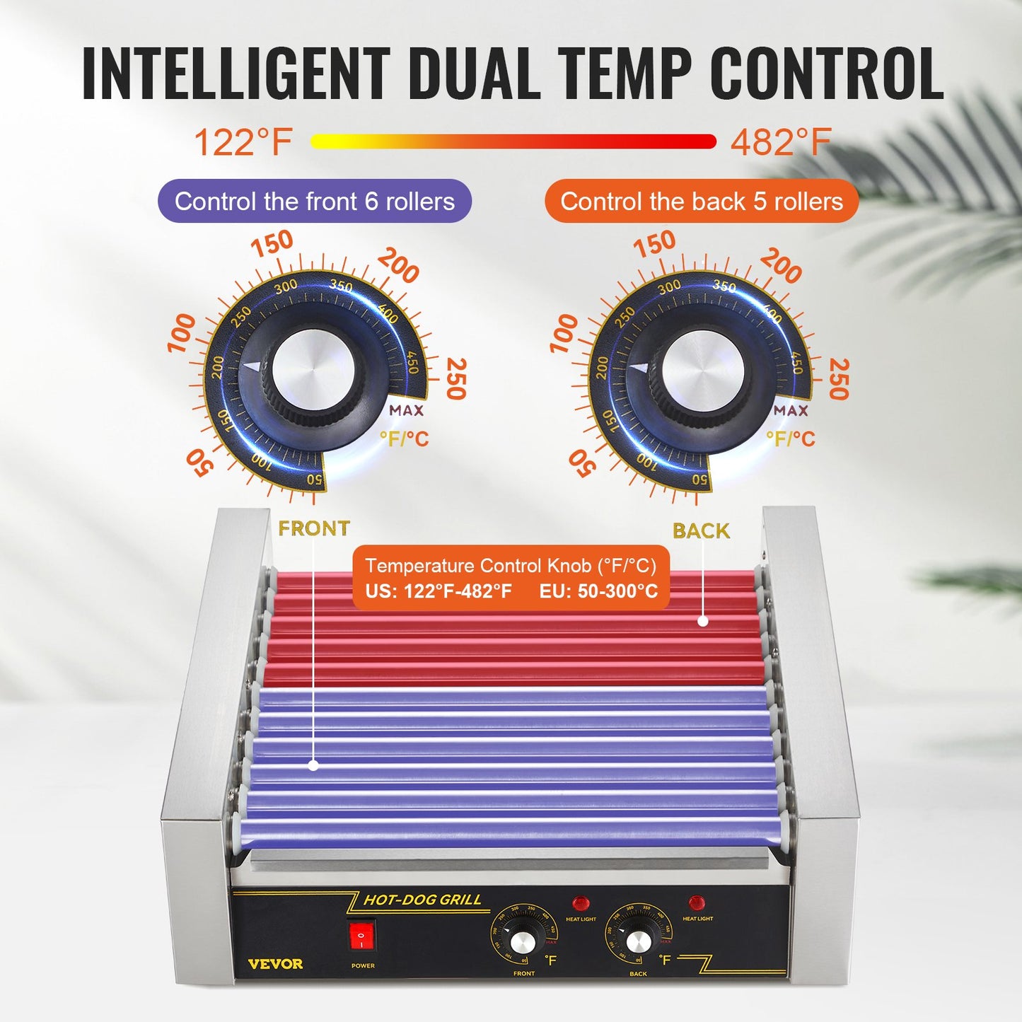 Elektrischer 30 Hot Dog 11 Roller Grill Herd Backsplash Regal 2,2 kW