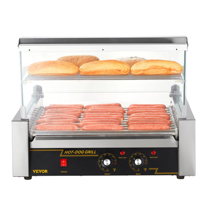 Elektrischer 30 Hot Dog 11 Roller Grill Herd Backsplash Regal 2,2 kW