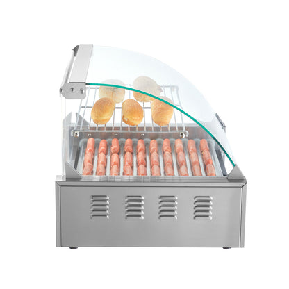 Elektrischer 30 Hot Dog 11 Roller Grill Herd Backsplash Regal 2,2 kW