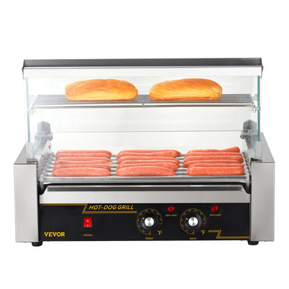 Elektrischer 18 Hot Dog 7 Roller Grill Herd Backsplash &amp; Regal 1,4 kW