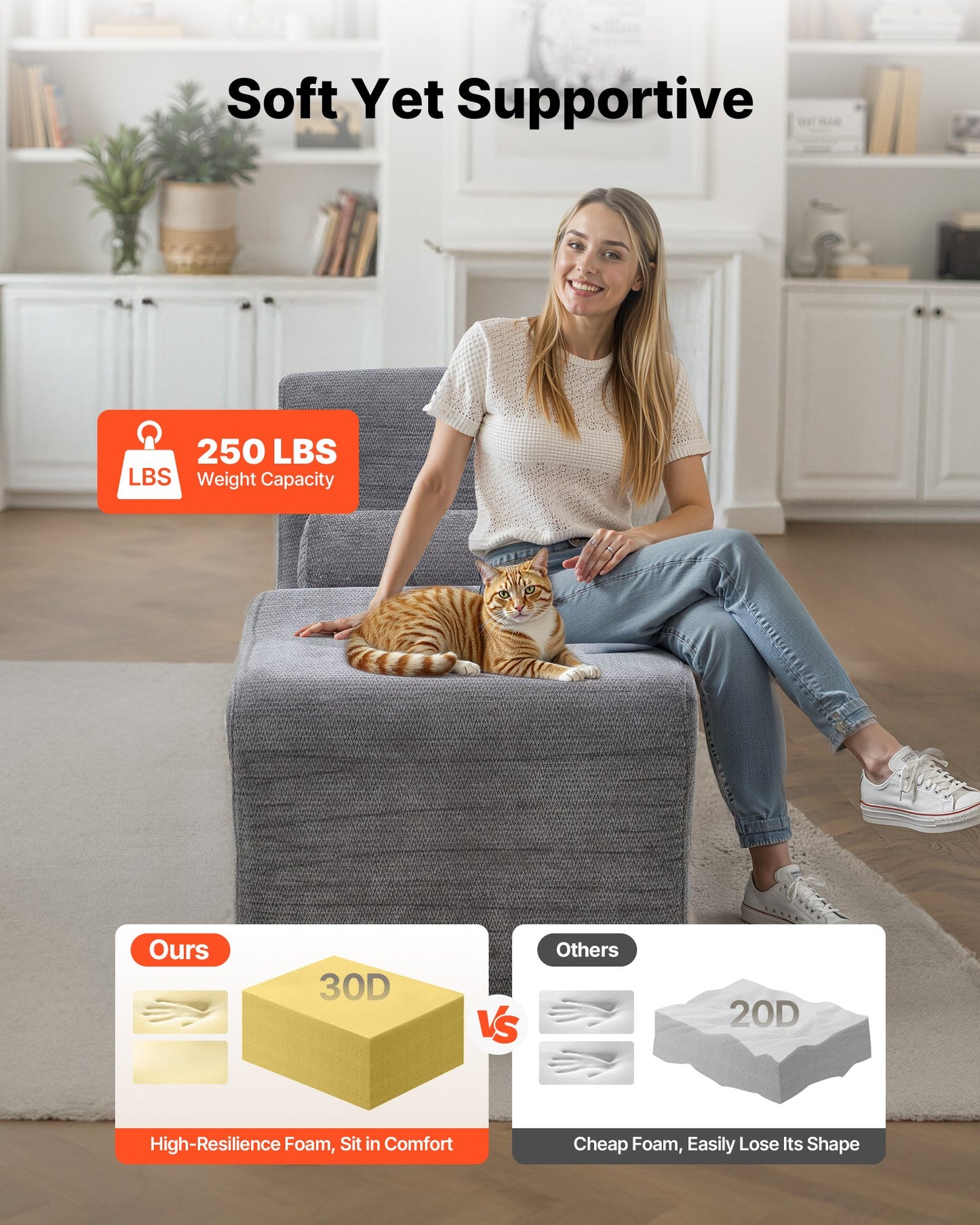 Yoga Chair Chaise, Ergonomic Chaise Lounge Chair for Yoga, Modern Boneless Curved Foam Lounge Indoor for Massage, Stretching, Relaxation, Exercise, Used in Living Room, Bedroom, Balcony, Grey