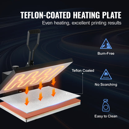 Heat Press 16x24, 1700W Power Heat Press Machine, Fast Heating, High Pressure Heat Press Machine for T-Shirt, Digital Industrial Sublimation Printer for Heat Transfer Vinyl, Easy to Use, Black