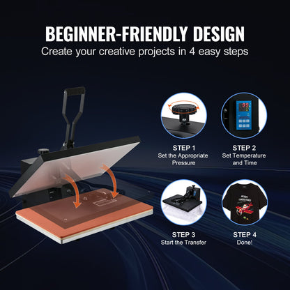 Heat Press Machine 16 x 24 i Sublimation Printer Transfer för DIY T-shirt