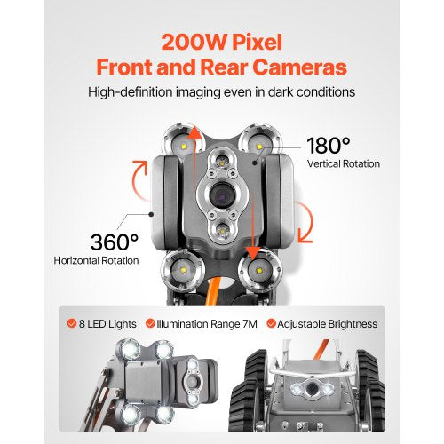 Kanalrohr-Inspektionsroboter, 394 Fuß Rohrleitungsbetrieben, mit Front-/Rückkamera