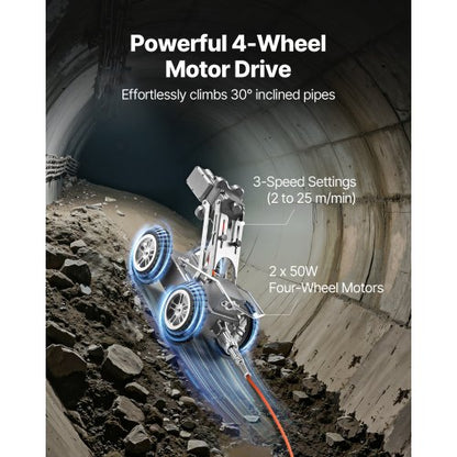 Avloppsrörsinspektionsrobot 197FT VVS-krypvagn med fram-/bakkamera