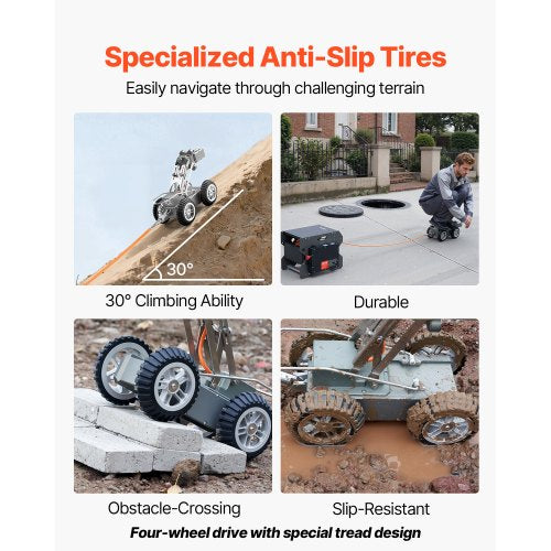 Avloppsrörsinspektionsrobot 197FT VVS-krypvagn med fram-/bakkamera