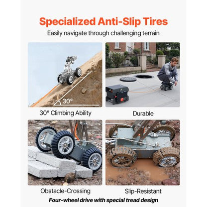 Avloppsrörsinspektionsrobot 197FT VVS-krypvagn med fram-/bakkamera