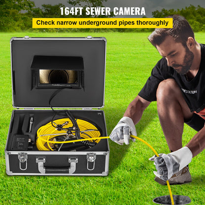 50M Sewer Inspection Camera 7 Inch Screen LCD DVR Waterproof Pipeline Sewer Inspection System Camera Kit with 8G SD Card (50M 7inch)