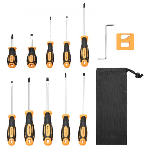 Screwdriver Set, 12-Piece Hand Tools Set with Magnetic Tips, Includes 5 Phillips and 5 Flat Head Bits, Z-Type Bit, Professional Repair Tool Kit for Sockets, Furniture, Home Appliances, Bicycles