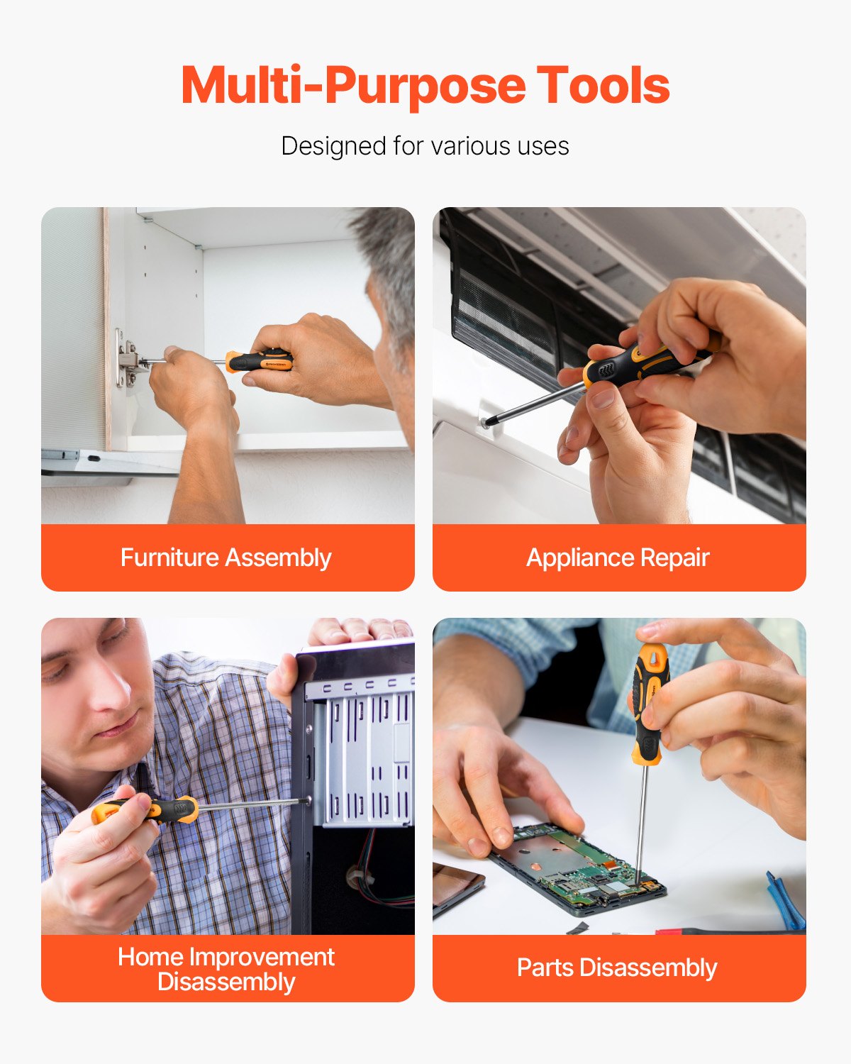 Screwdriver Set, 12-Piece Hand Tools Set with Magnetic Tips, Includes 5 Phillips and 5 Flat Head Bits, Z-Type Bit, Professional Repair Tool Kit for Sockets, Furniture, Home Appliances, Bicycles