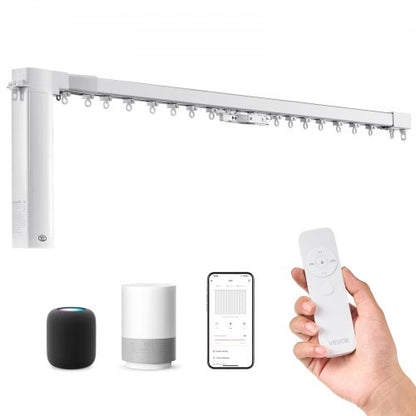 Smart Electric Curtain Track, 71-118 inch Adjustable Length, Motorized Rod with Remote, Ceiling and Wall Mount, Automated Curtain Track System Compatible with Alexa, Google Home, App Control