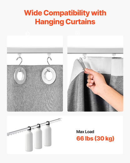 Smart Electric Curtain Track, 71-118 inch Adjustable Length, Motorized Rod with Remote, Ceiling and Wall Mount, Automated Curtain Track System Compatible with Alexa, Google Home, App Control