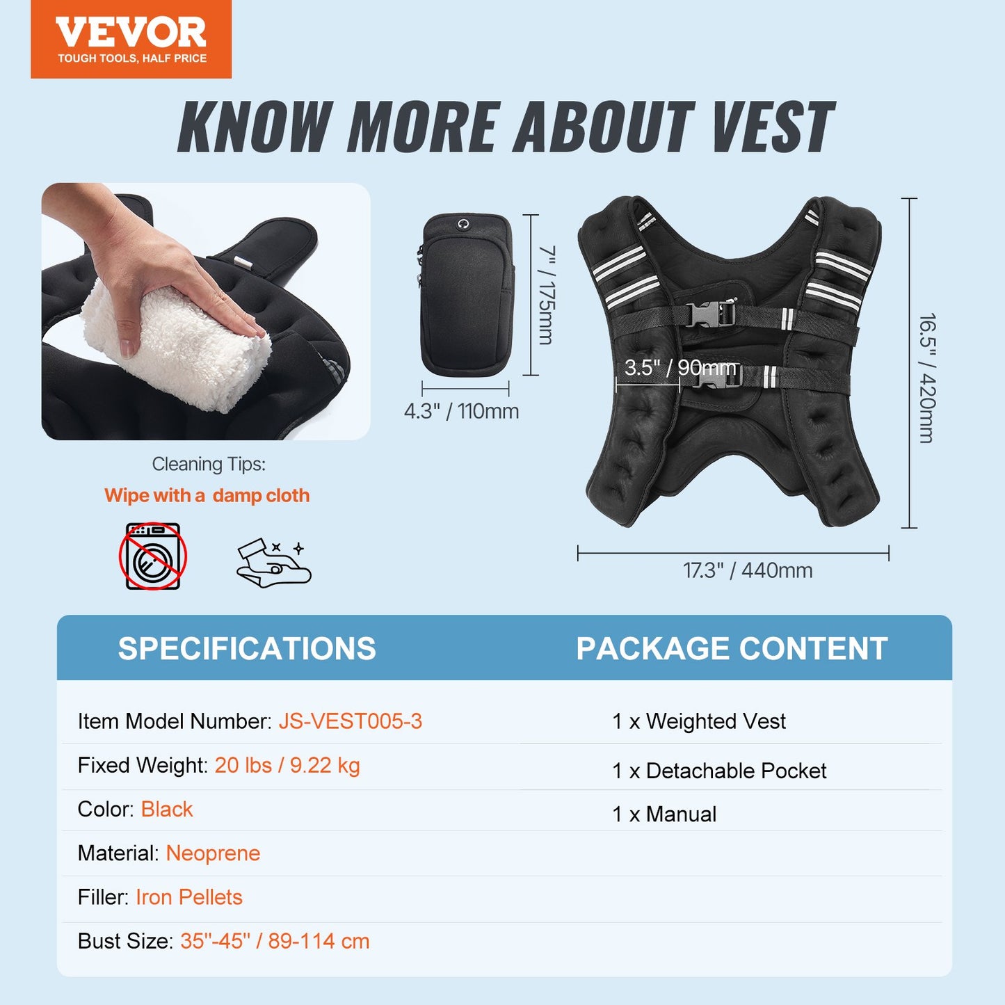 20lb Weighted Vest for Men Women Strength Training Equipment