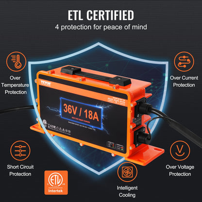 36 Volt 18 Ampere Golfwagen-Batterieladegerät für Club Car EZGO Yamaha Crowfoot