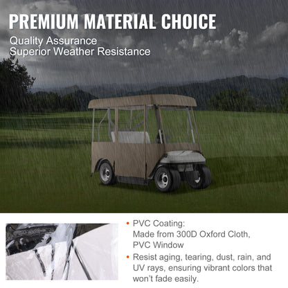 Golf Cart Enclosure, with 4-Sided Fairway Deluxe, 300D Waterproof Driving Enclosure with Transparent Windows, Fit for 2+2 Seats Golf Carts (Roof Up to 78.7''L)